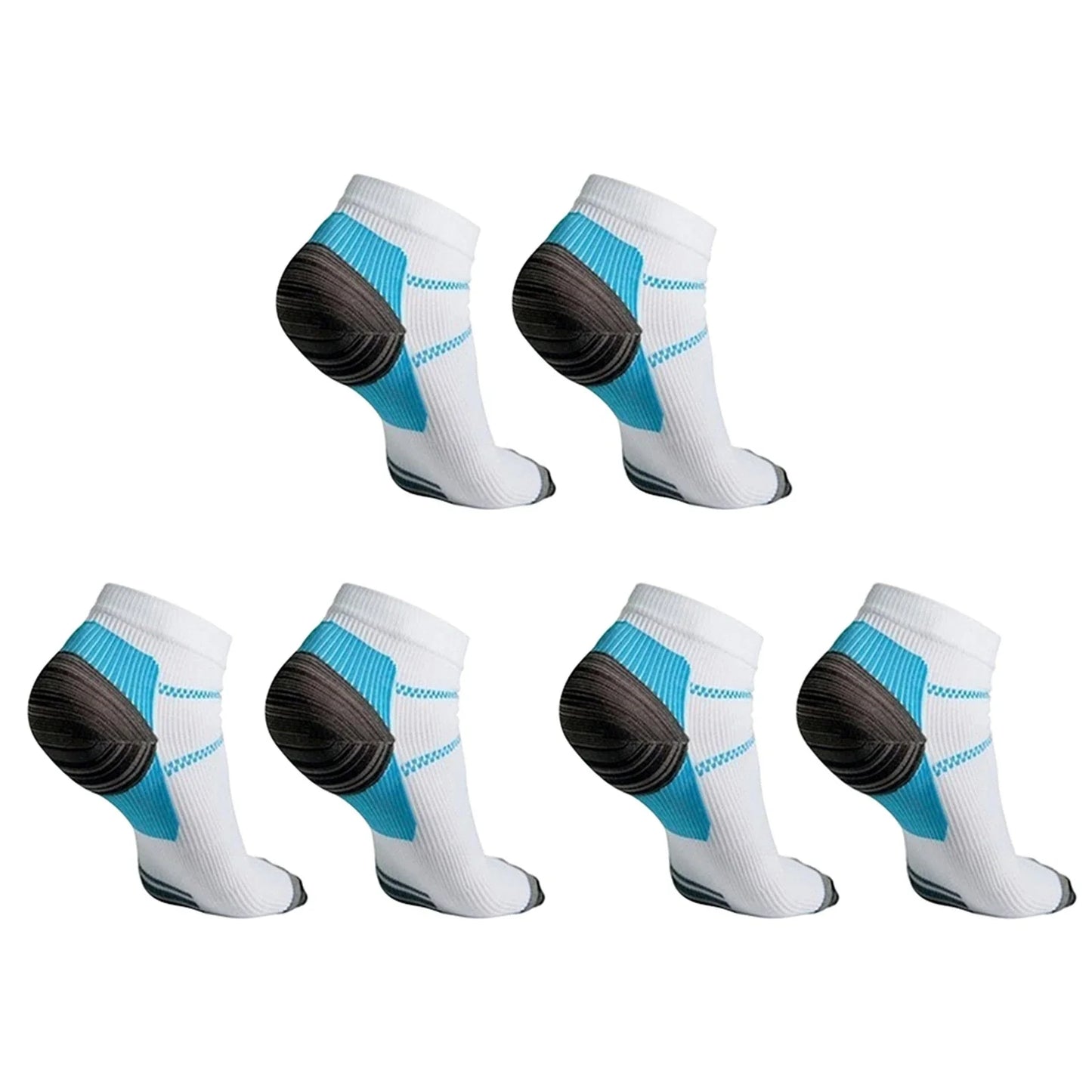 Compression socks designed to relieve plantar fasciitis, heel spurs, and arch pain with advanced moisture-wicking and odor-resistant features for all-day comfort and support.