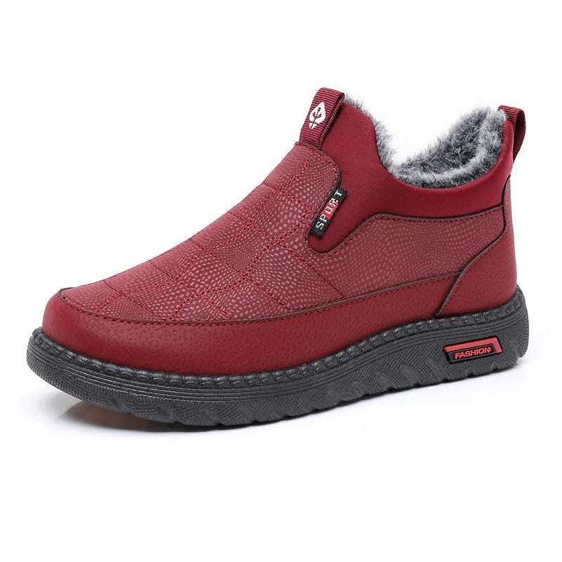 Women's black casual flat boots with round toe and rubber sole