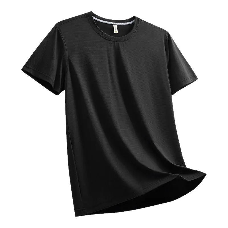 Ice Water Cube solid colour round neck nylon T-shirt in loose fit for summer sports, available in multiple sizes and colours