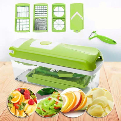 Premium Multifunctional Vegetable Chopper with Sharp Stainless Steel Blades and ABS Plastic Body