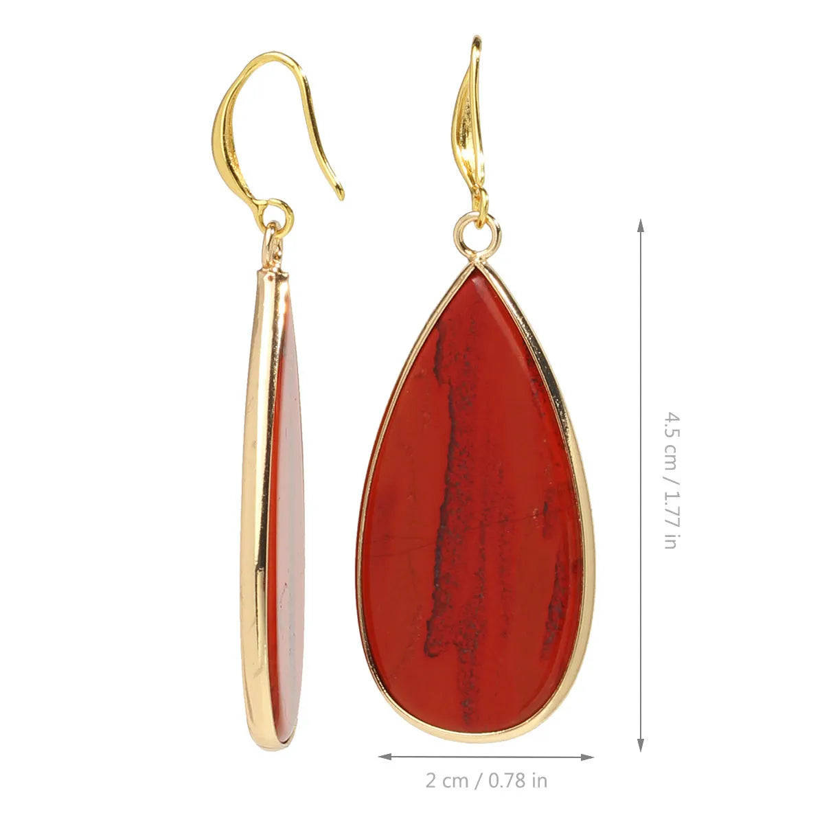 Vintage Tigereye long water drop stone earrings showing textured surface and elongated silhouette