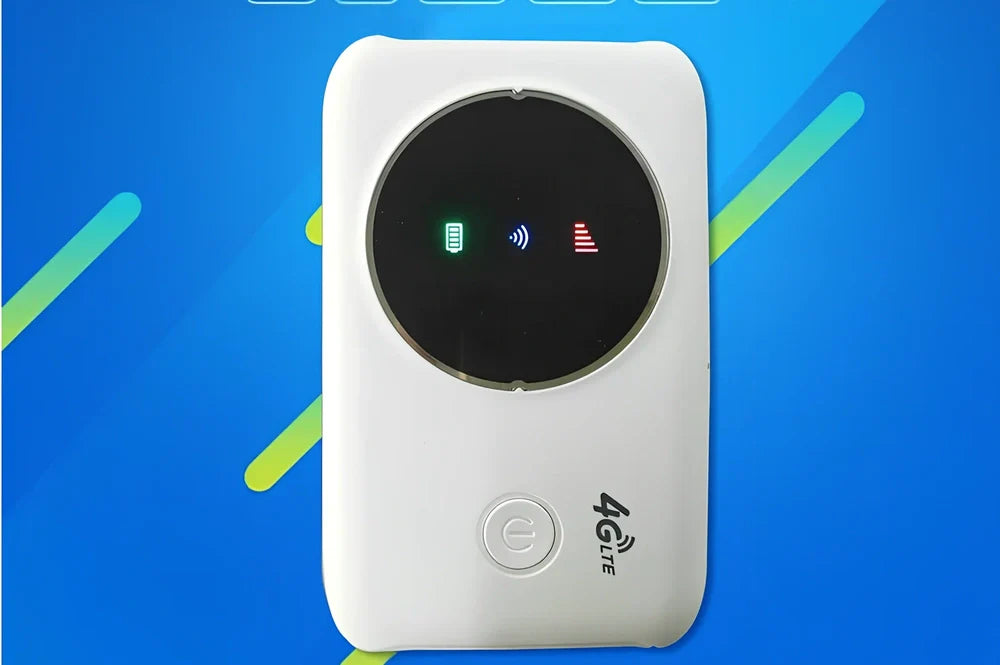 White 4G wireless router with 150Mbps speed, dual band 5GHz support, and SIM card slot for secure connectivity