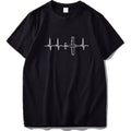 Mens slim fit cartoon print short sleeve T-shirt in black with round neck collar