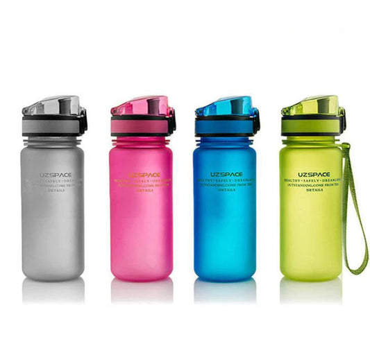 500ml sports water bottle in red, blue, green, and grey with leak-proof seal