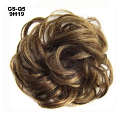 Synthetic wavy curly messy hair bun for women, 12cm diameter, high-temperature wire