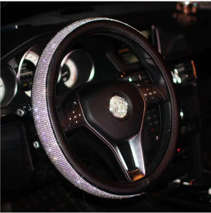 Universal car steering wheel handle set with anti-slip PU leather cover in various colours