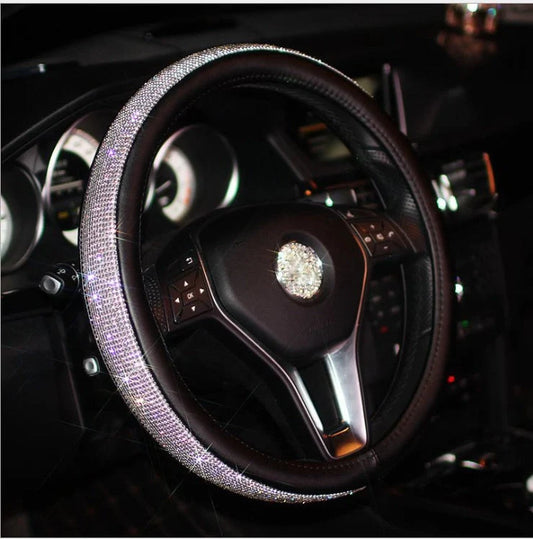 Universal car steering wheel handle set with anti-slip PU leather cover in various colours