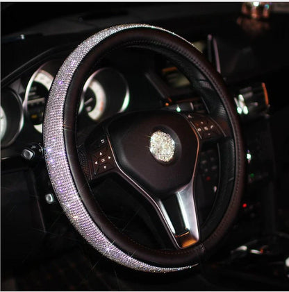 Universal car steering wheel handle set with anti-slip PU leather cover in various colours