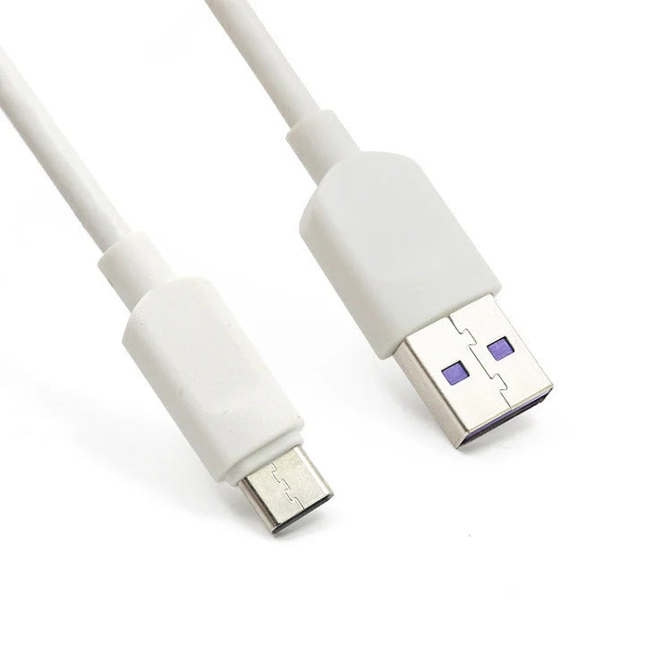 5A fast charging USB to Type-C data cable in white and black