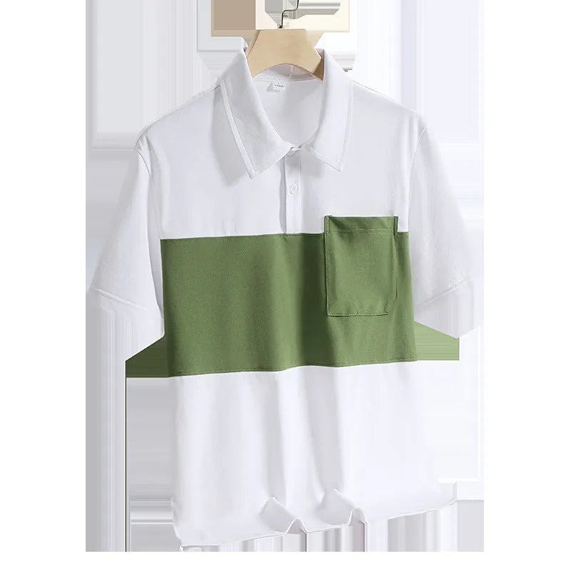 Men's ice silk quick-dry polo shirt short-sleeved summer casual top black white khaki Asian sizing