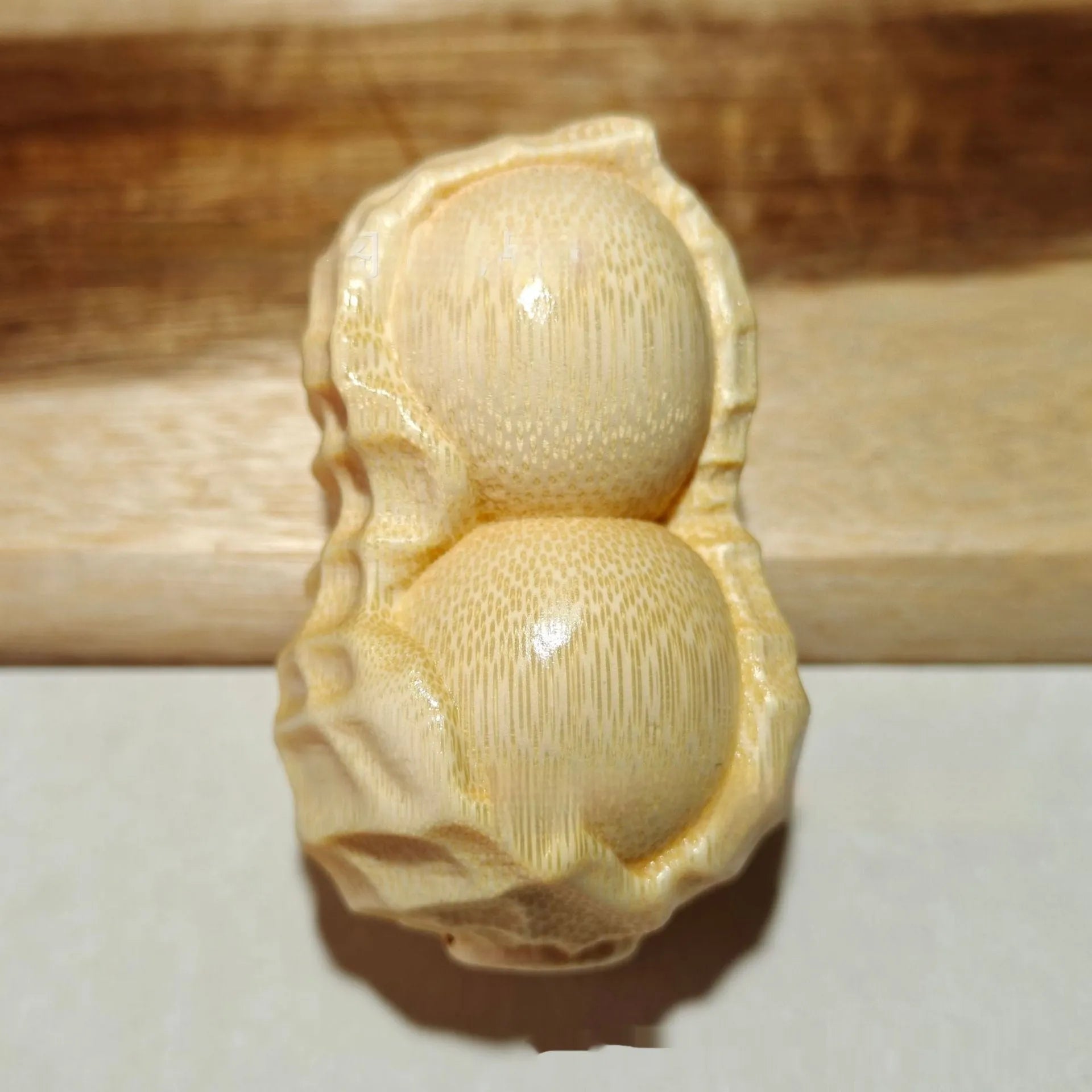 Solid bamboo carving peanut ornament in modern simple style for gift giving
