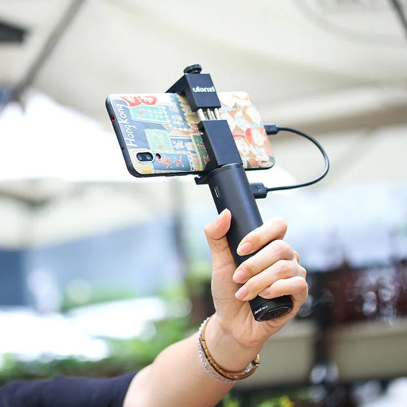 Black aluminium alloy power bank with carrying handle showing 6800mAh capacity and compact dimensions