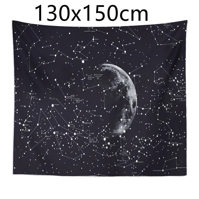 Constellation tapestry with moon pattern for bedroom decoration