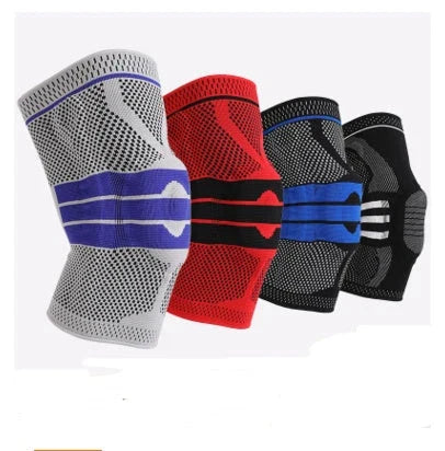 Nylon knee sleeve with anti-slip bands for sports and fitness support