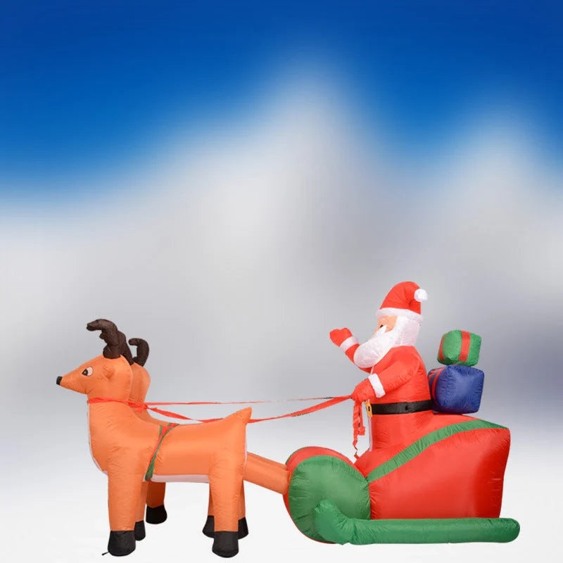 Inflatable Santa Claus deer cart Christmas decoration with LED lights