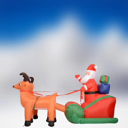 Inflatable Santa Claus deer cart Christmas decoration with LED lights