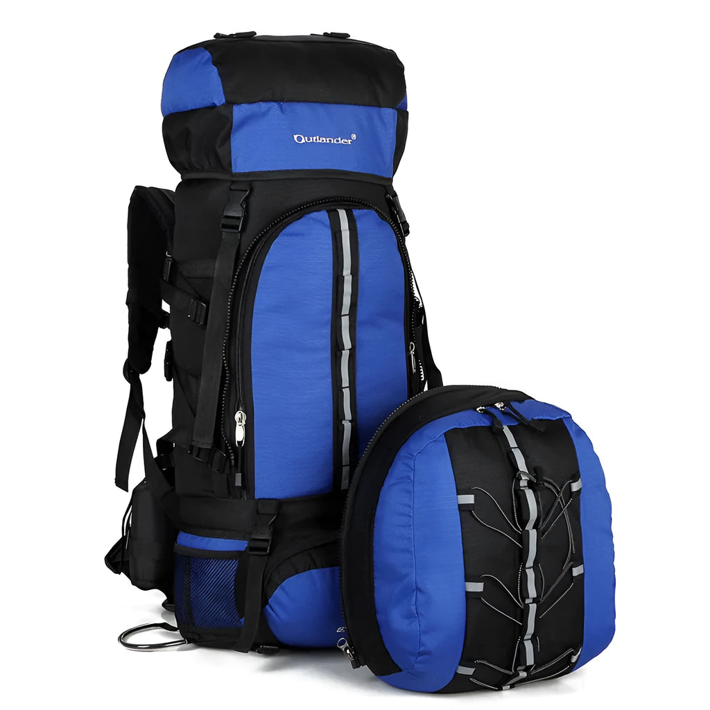 Professional 80L mountaineering hiking backpack with double shoulder straps in six colour options for outdoor travel