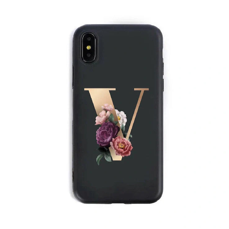 Alphabet silicone phone case showing individual letter design with TPU construction for iPhone protection