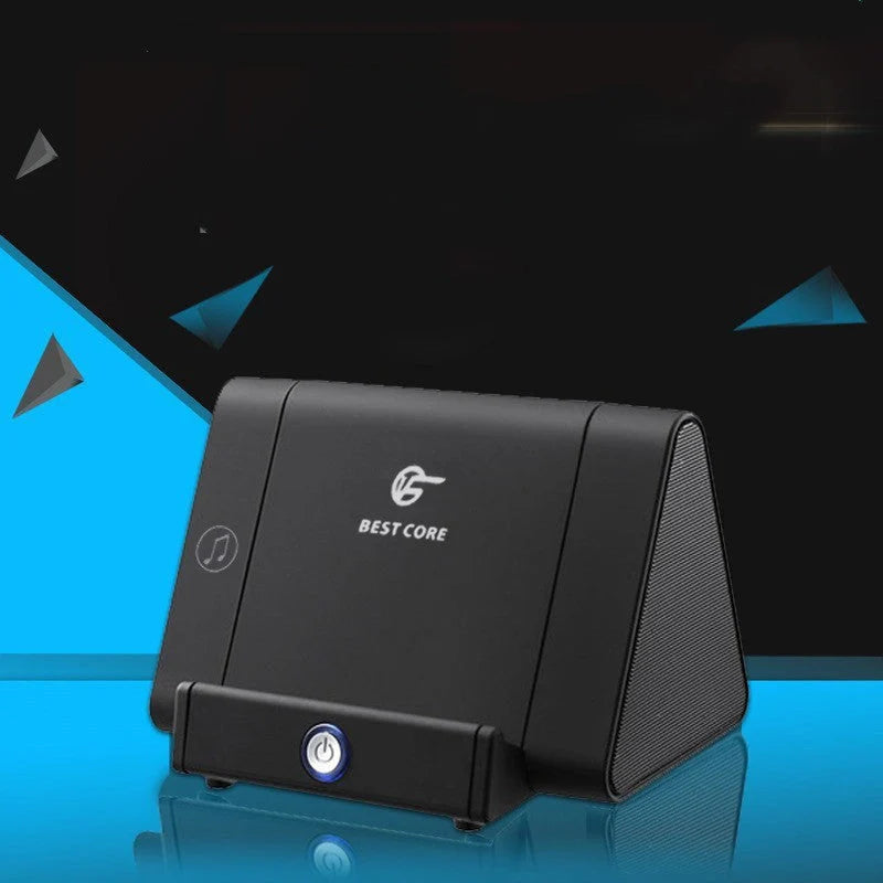 Compact subwoofer in pink, white, blue, and black with automatic induction sound