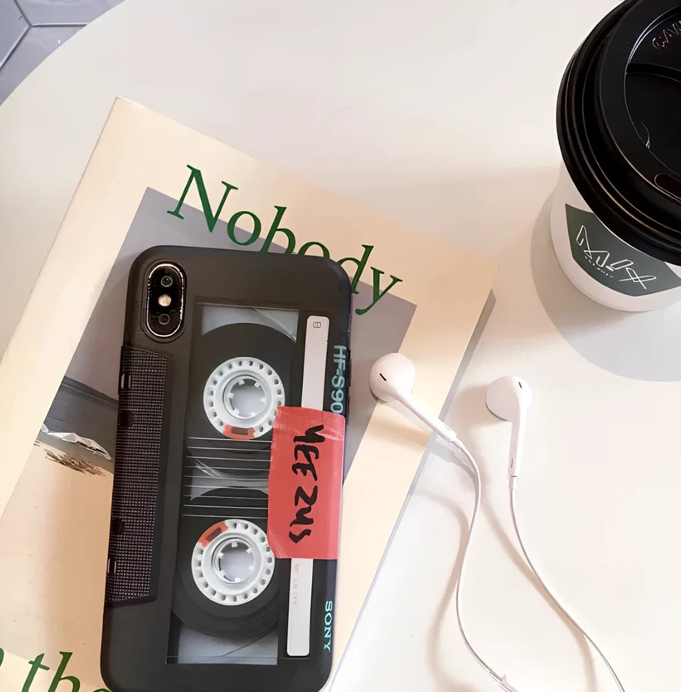 Yellow tape edge TPU cartoon phone case on iPhone XS Max, 1mm thick back cover with protective design