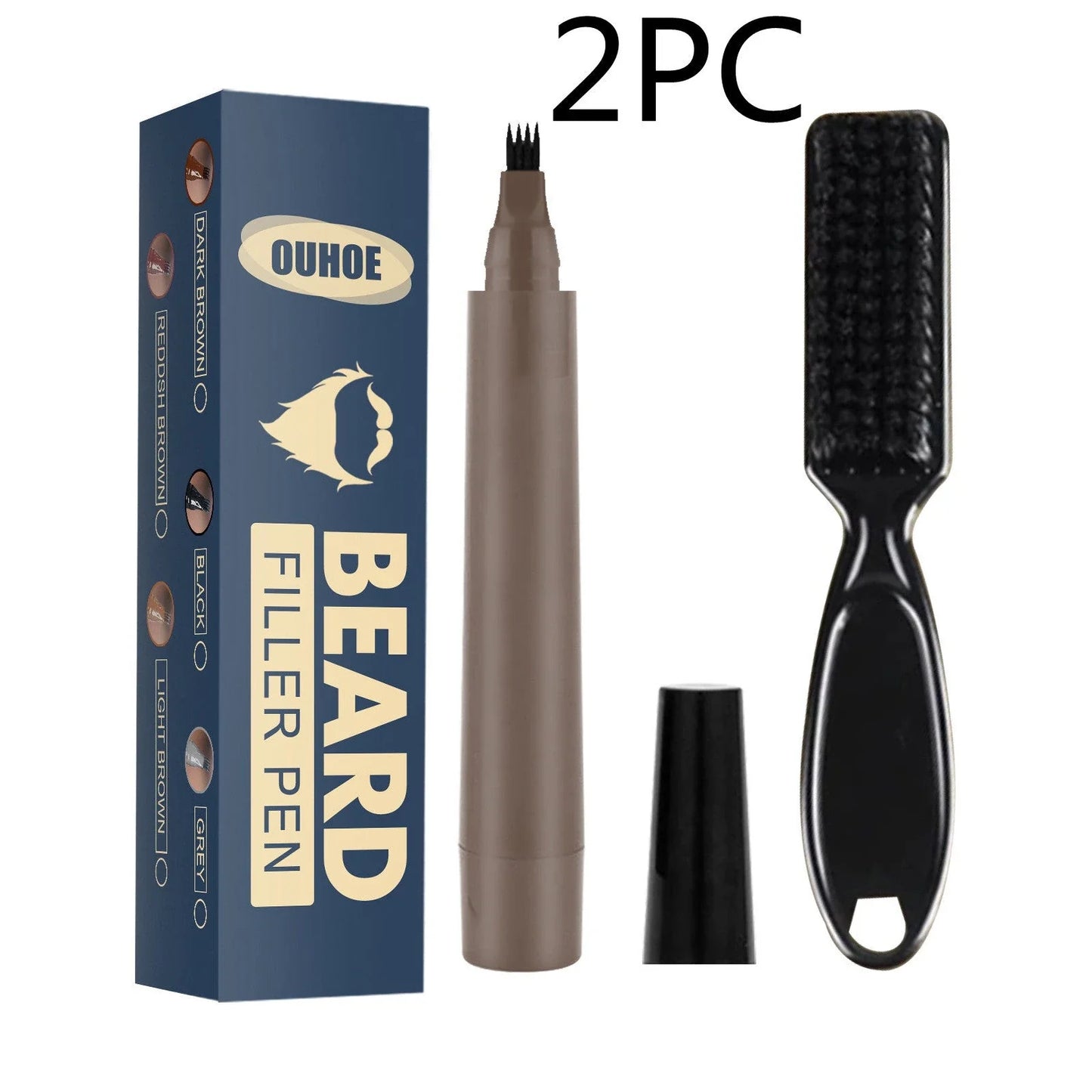 A premium beard filling pencil with a brush, designed to help men achieve a flawless, well-groomed beard look.