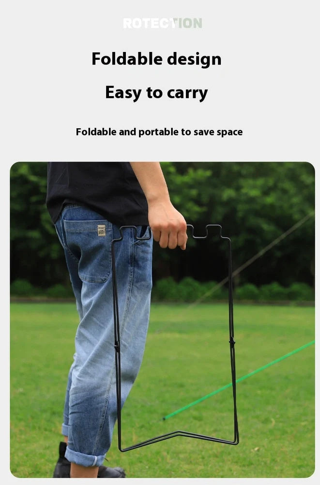 Silver stainless steel folding garbage bag bracket with Korean-style design for outdoor use