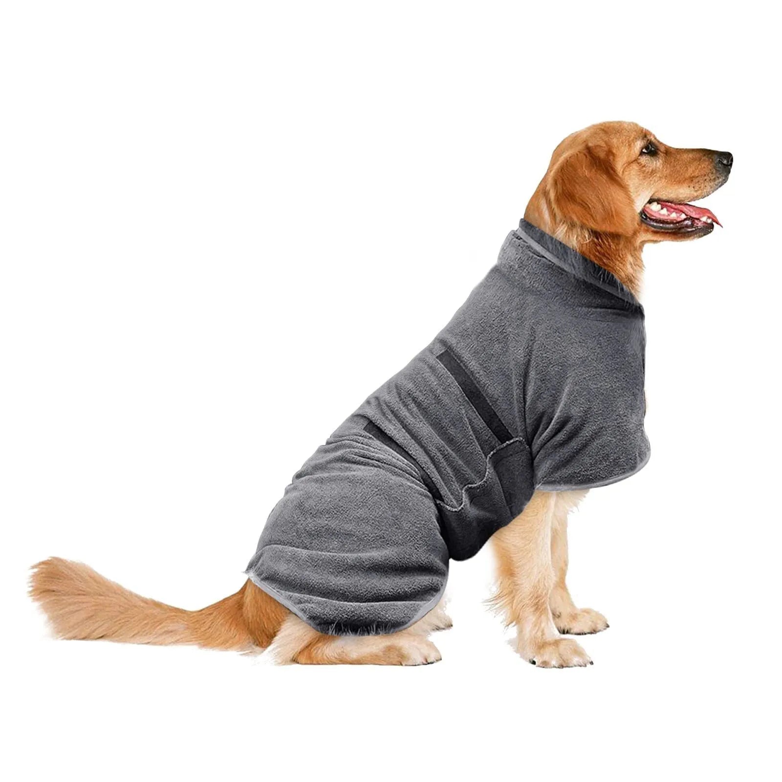 Nylon pet drying robe towel in grey with orange edge design for dogs and cats