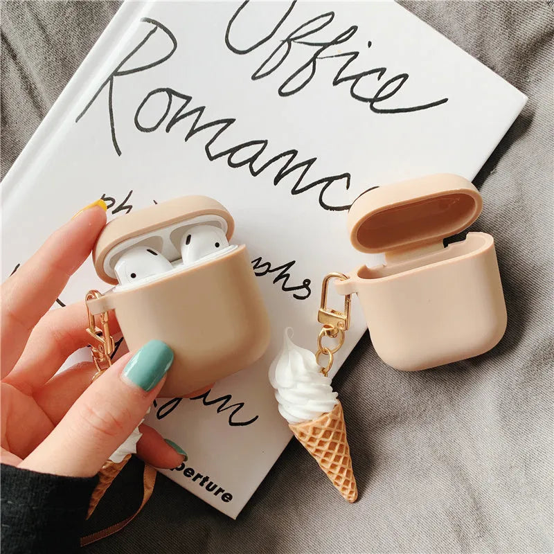 Cylinder ice cream design silicone case for Apple AirPods 2 wireless Bluetooth earbuds