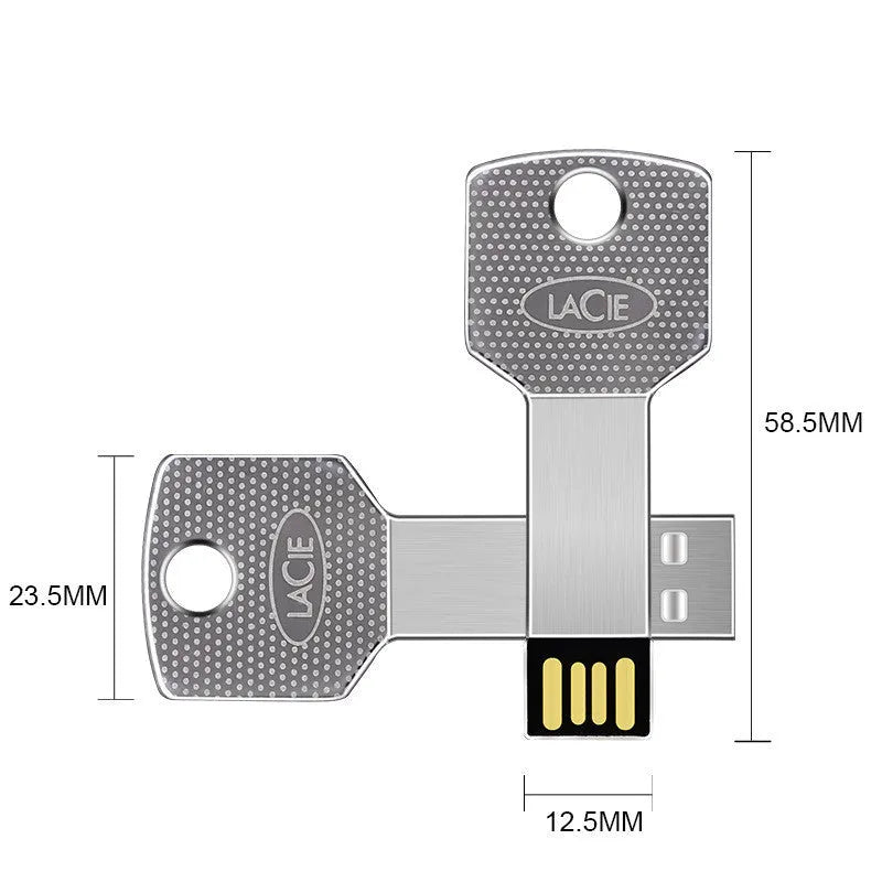 White metal USB 2.0 flash drive ultra-thin waterproof conjoined design 47.5 x 13.5 x 4.5 mm