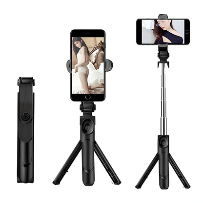 Bluetooth selfie stick with remote control extended to 100cm holding smartphone
