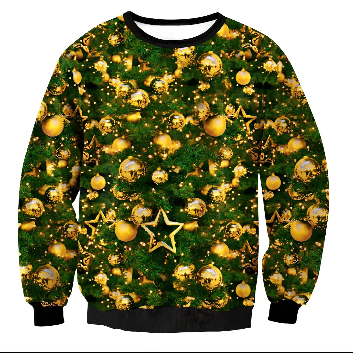 Cartoon Vacation Santa Elf pullover in cotton, full sleeves 60-70cm, O-neck for women and men, casual winter top sizes S-XL