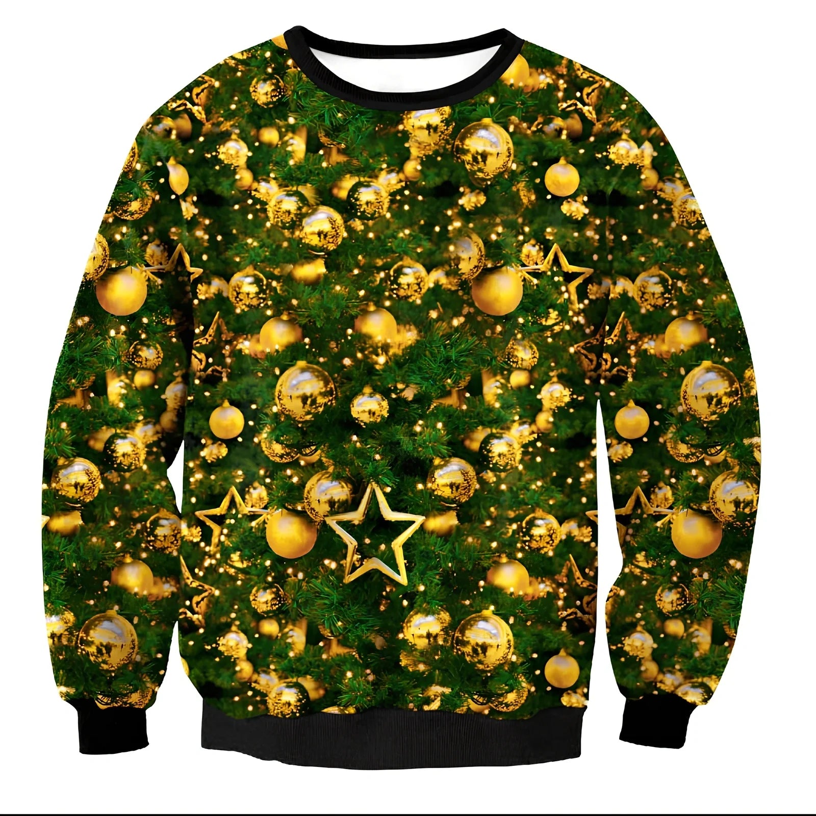 Cartoon Vacation Santa Elf pullover in cotton, full sleeves 60-70cm, O-neck for women and men, casual winter top sizes S-XL