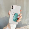 Transparent silicone TPU iPhone case with airbag design and a green dinosaur graphic on the back.