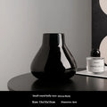 Ceramic round belly French design decorative vase in black or white with coloured glaze finish