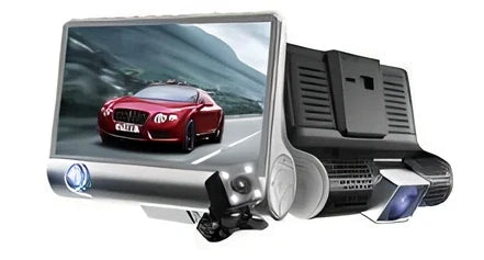 1080P dash cam with 170° front lens, 6-glass construction, and rear cable for dual recording