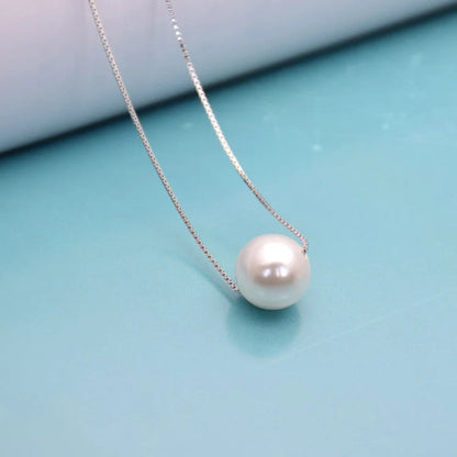 S925 sterling silver pearl clavicle chain with 45cm box chain and beaded pendant