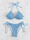 Women's steel bracket bikini swimsuit in polyester fabric showing colour options