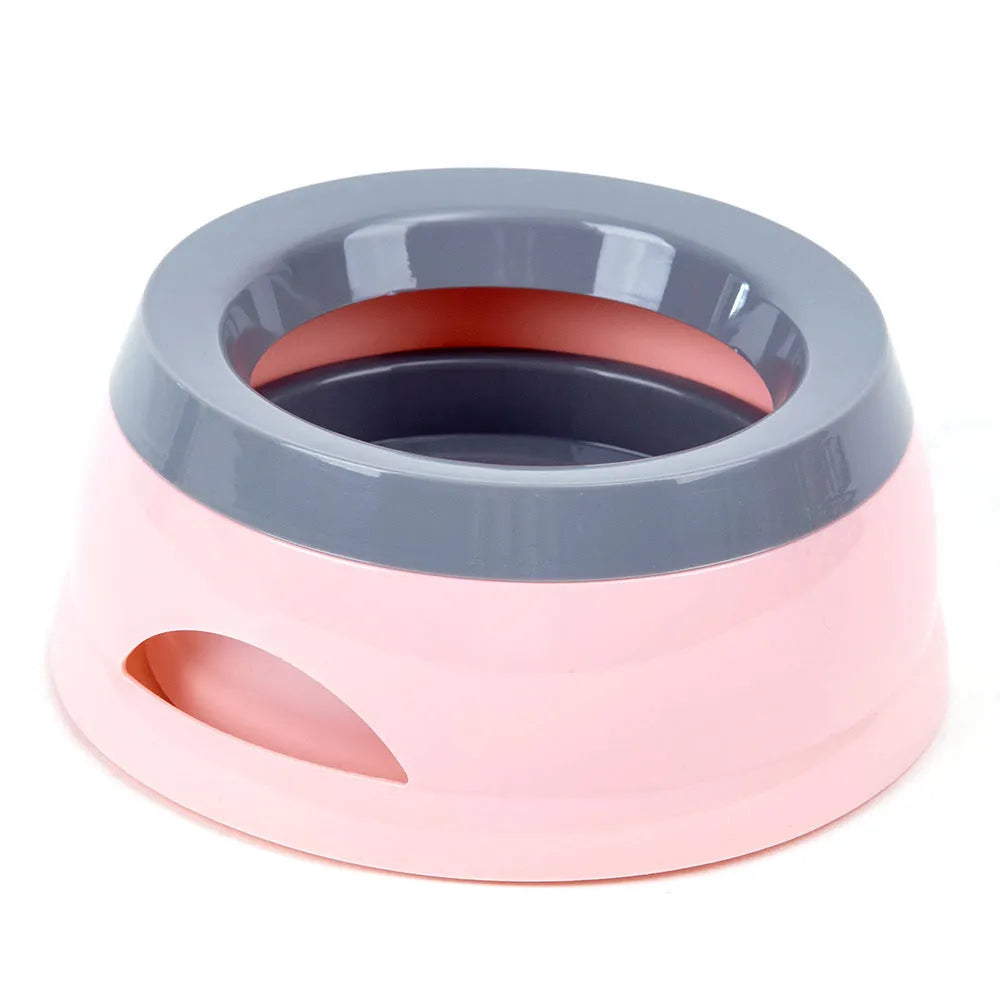 Floating no-spill ABS plastic pet bowl for dogs and cats, 15.3x18.9x8cm, in army green colour