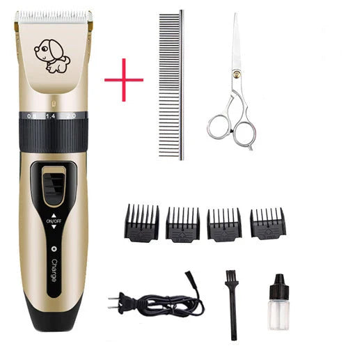 Dog hair clipper with ceramic blade and adjustable combs for precise grooming