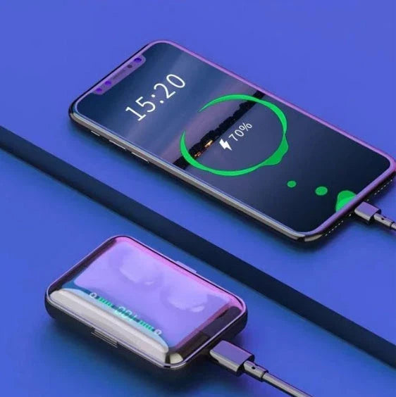 Bluetooth headset with powerful bass, crystal-clear vocals, ergonomic design, and built-in power bank