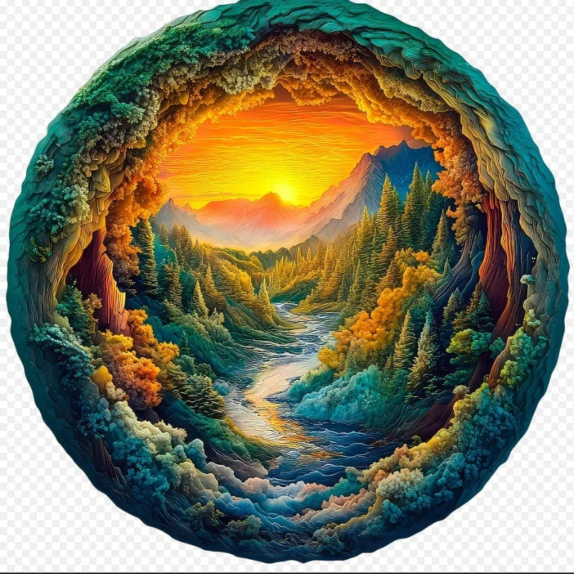 PuzzlesUp Round And Rectangle Wooden Box - Handcrafted Storage Solution