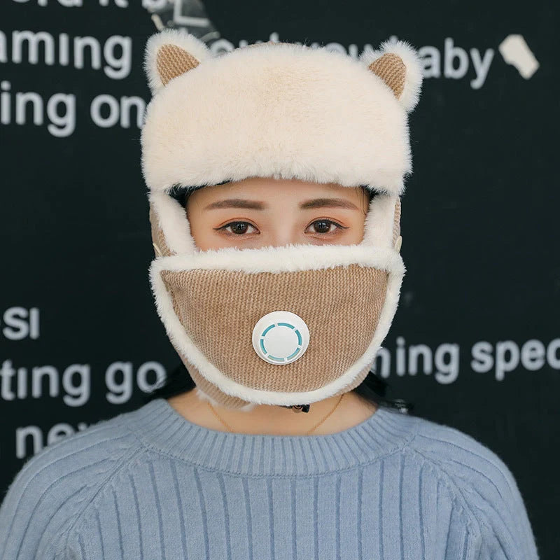 Women's Russian trapper hat in plush velvet with earflaps for winter warmth