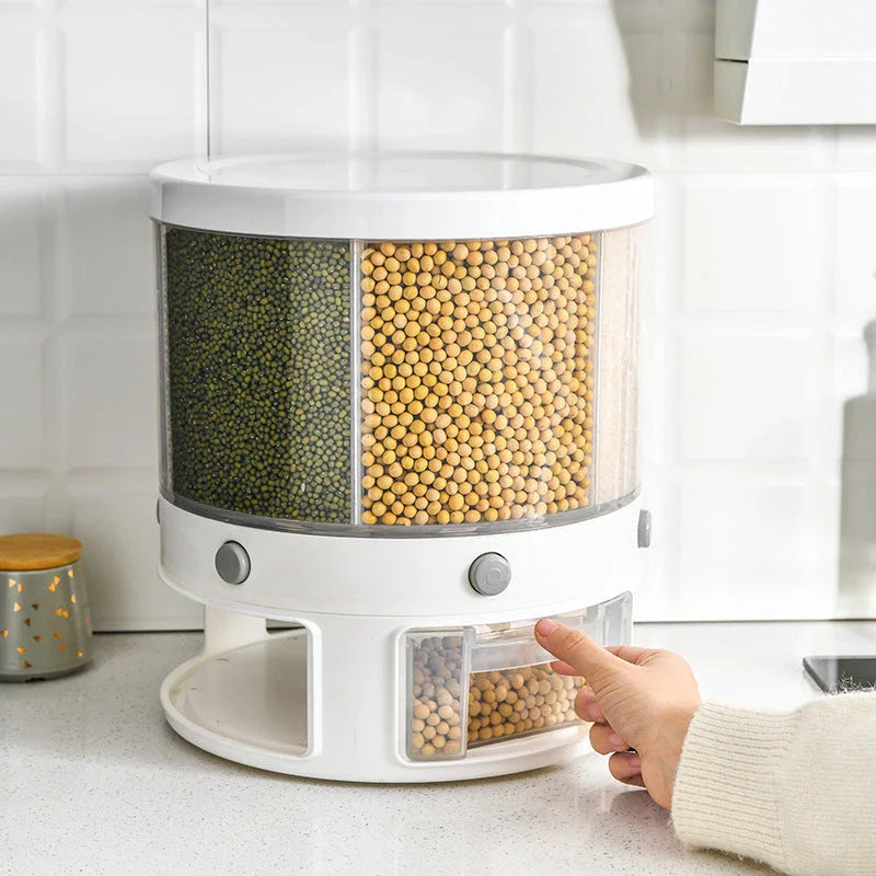 Shopfluxpro NZ Versatile Food Storage Solution: Rotatable Grain Bucket with Partitions