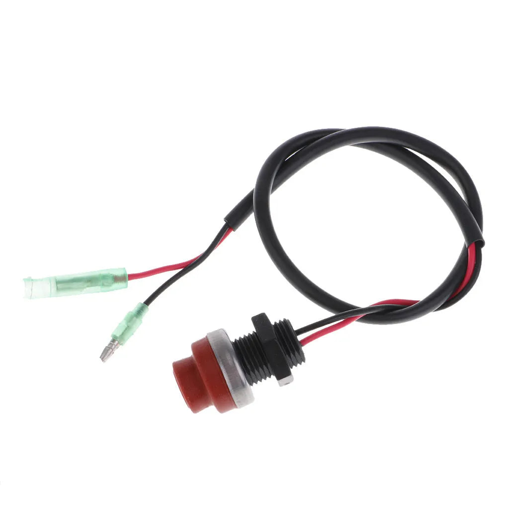 Yamaha outboard motor engine stop kill switch with coiled safety lanyard rope.