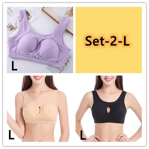 Comfortable and supportive sports bra with wireless design, crossover lift, and inner-bust band for plus-size support