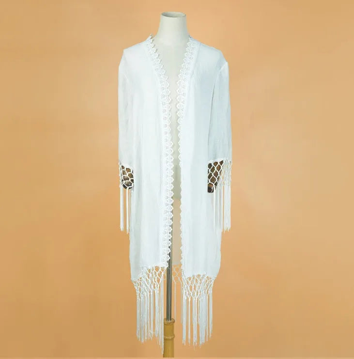 White polypropylene sun proof shirt swimsuit beach blouse for women, one size, front view