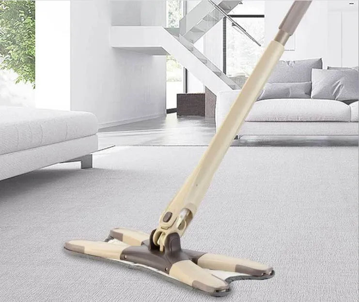Hand-Free Flat Mop in Grey with microfibre pad for hands-free floor cleaning