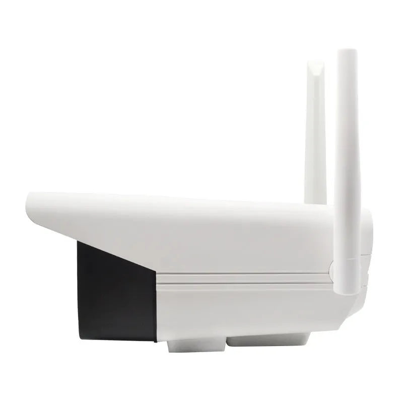 White outdoor smart security camera with infrared night vision capability up to 10 metres