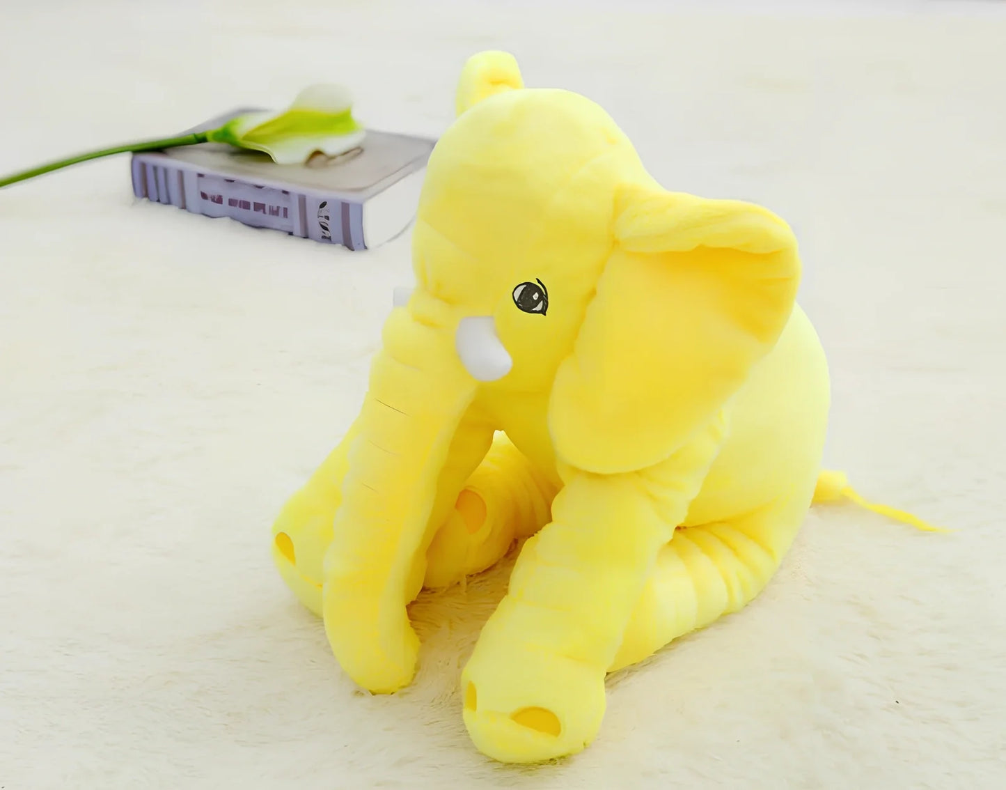 Soft 60cm grey elephant plush toy pillow with PP cotton filling for children's calming, in various colours like blue and pink