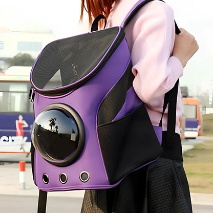Blue Cat&Dog Astronaut Capsule Backpack, 35x36x27cm pet carrier with transparent window for secure travel